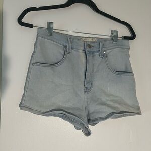 Blue Jean Micro Shorts with Distressed Look